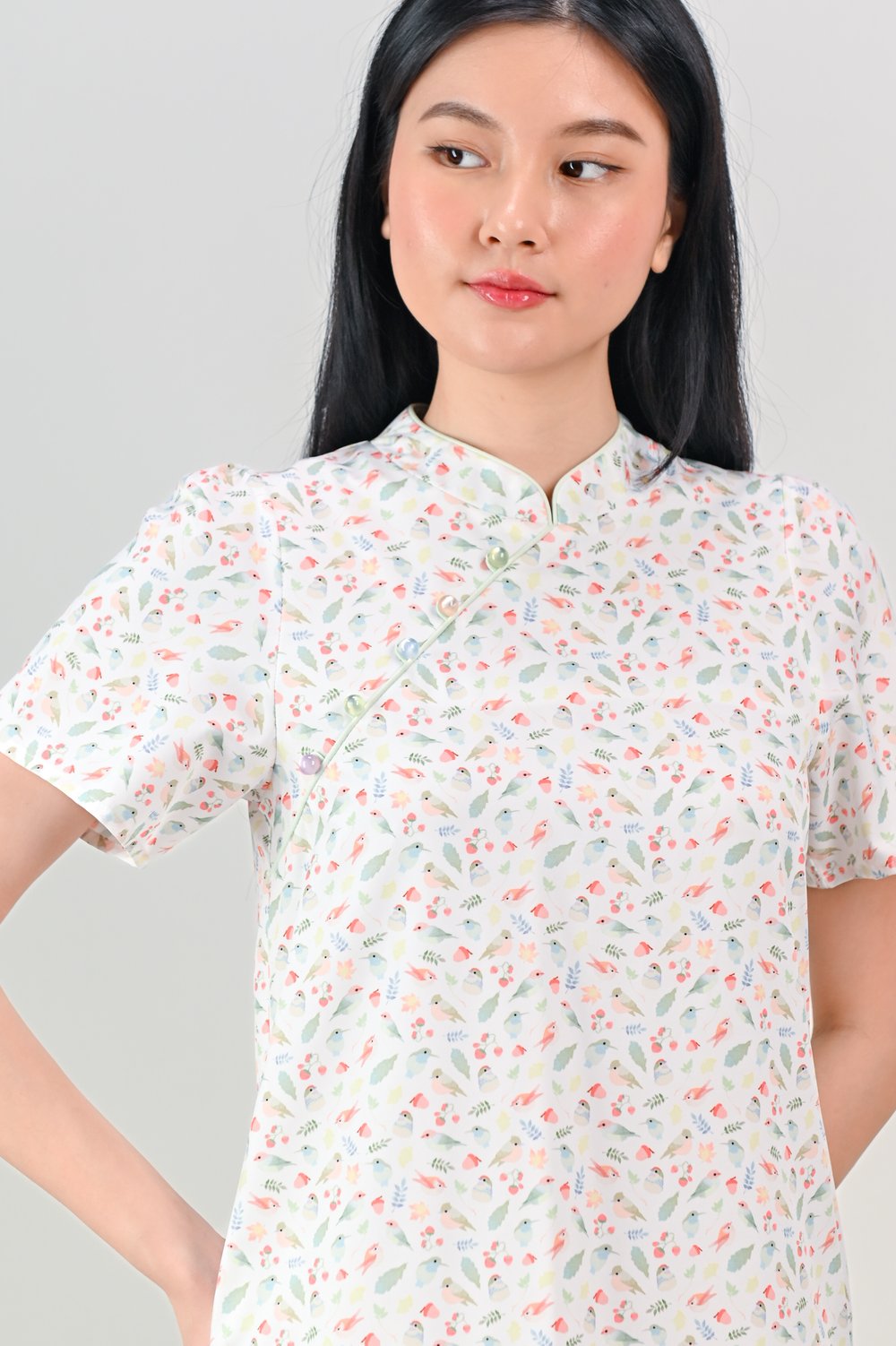 FRIENDS OF THE FOREST SLEEVED CHEONGSAM FRIENDS OF THE FOREST SLEEVED CHEONGSAM