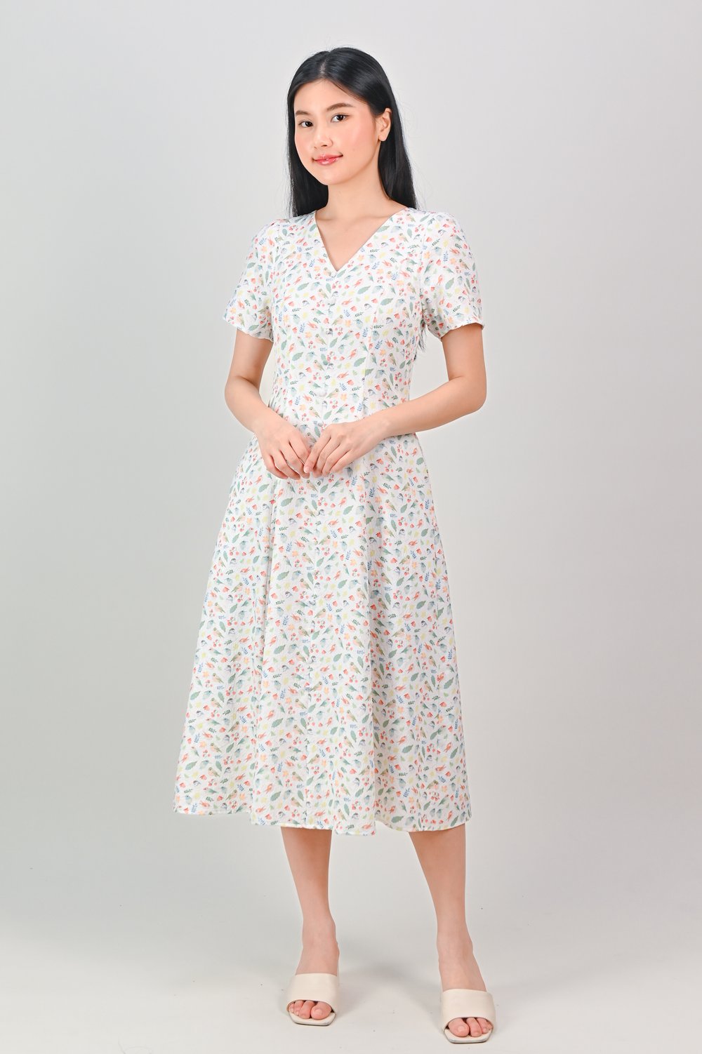FRIENDS OF THE FOREST SLEEVED BUTTON MIDI DRESS FRIENDS OF THE FOREST SLEEVED BUTTON MIDI DRESS