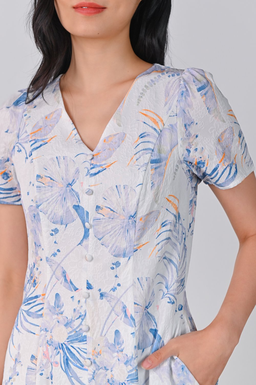 FRESH BLUE VALENTINE SLEEVED BUTTON DRESS FRESH BLUE VALENTINE SLEEVED BUTTON DRESS