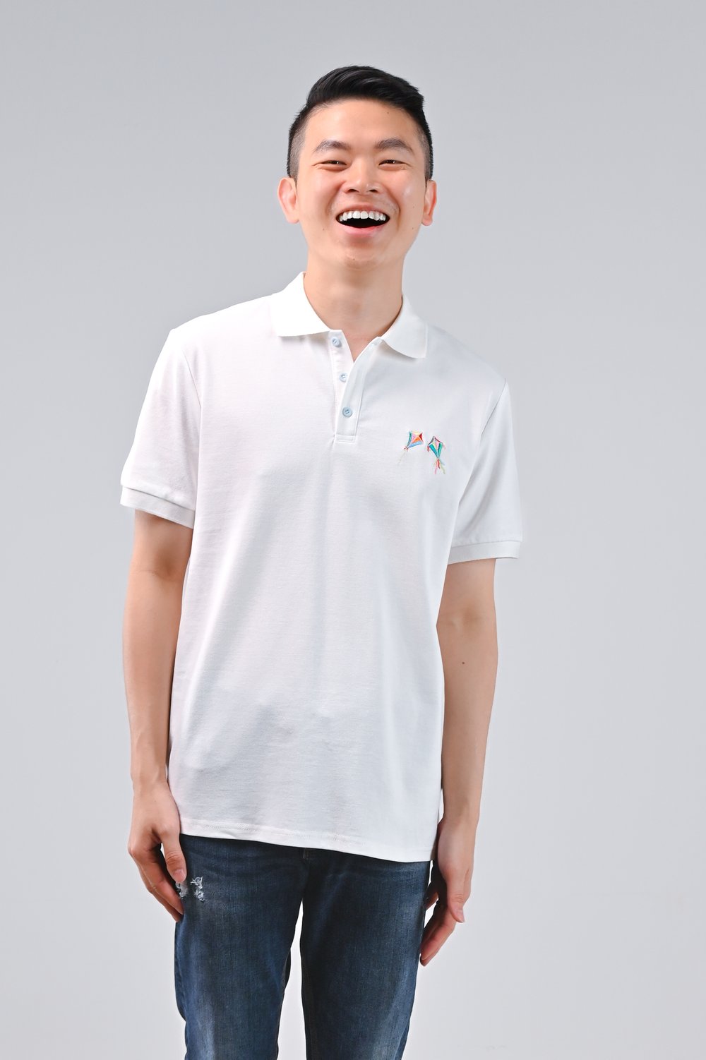 KOLORFUL KITES WHITE POLO SHIRT KOLORFUL KITES WHITE POLO SHIRT