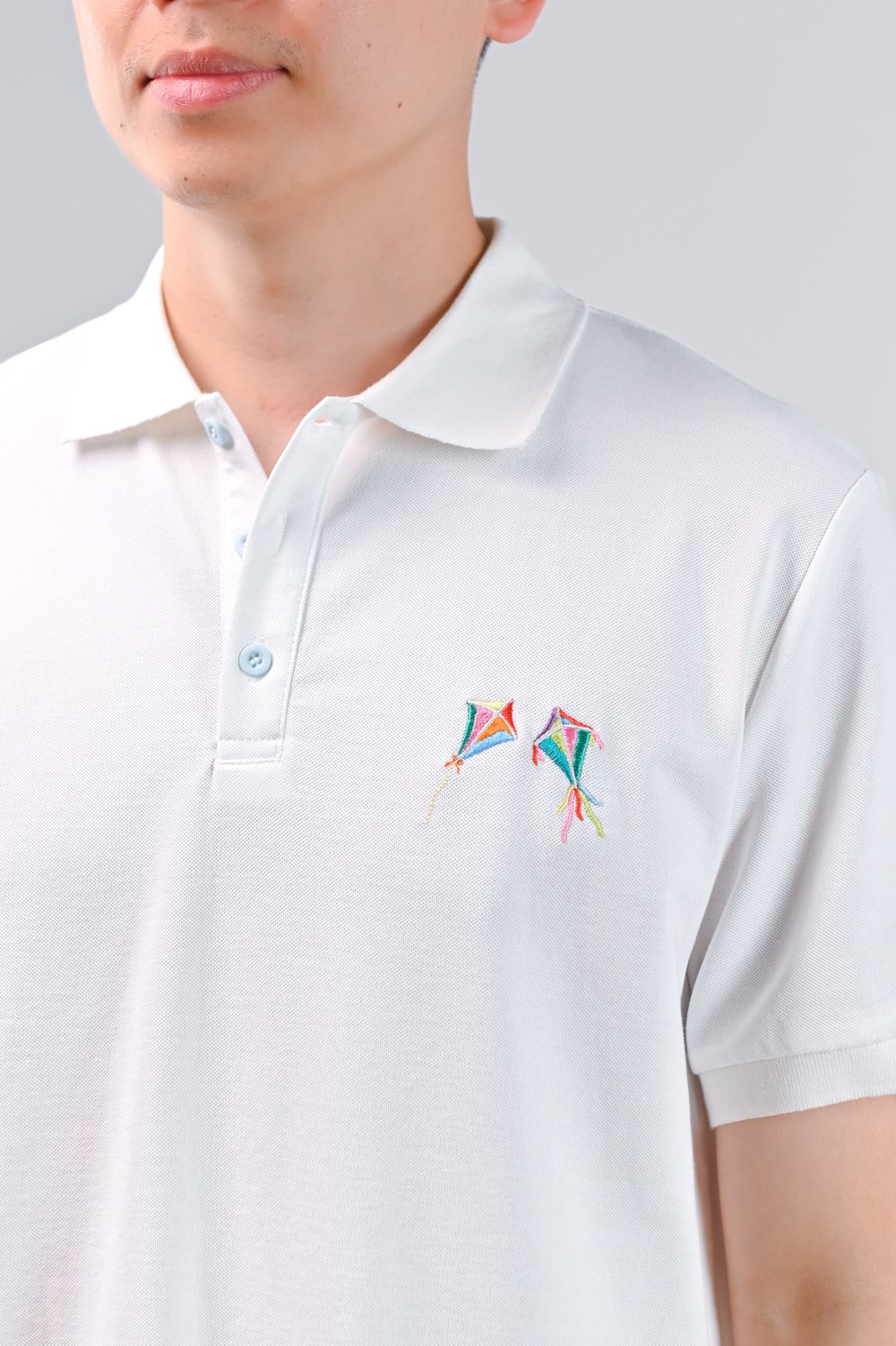 KOLORFUL KITES WHITE POLO SHIRT KOLORFUL KITES WHITE POLO SHIRT