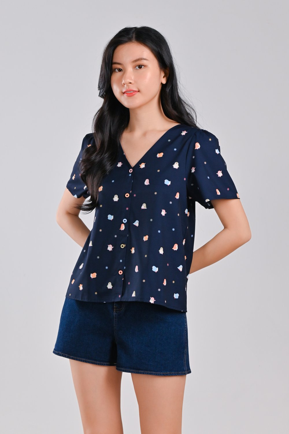 PRETTY PENGUINS SLEEVED TOP