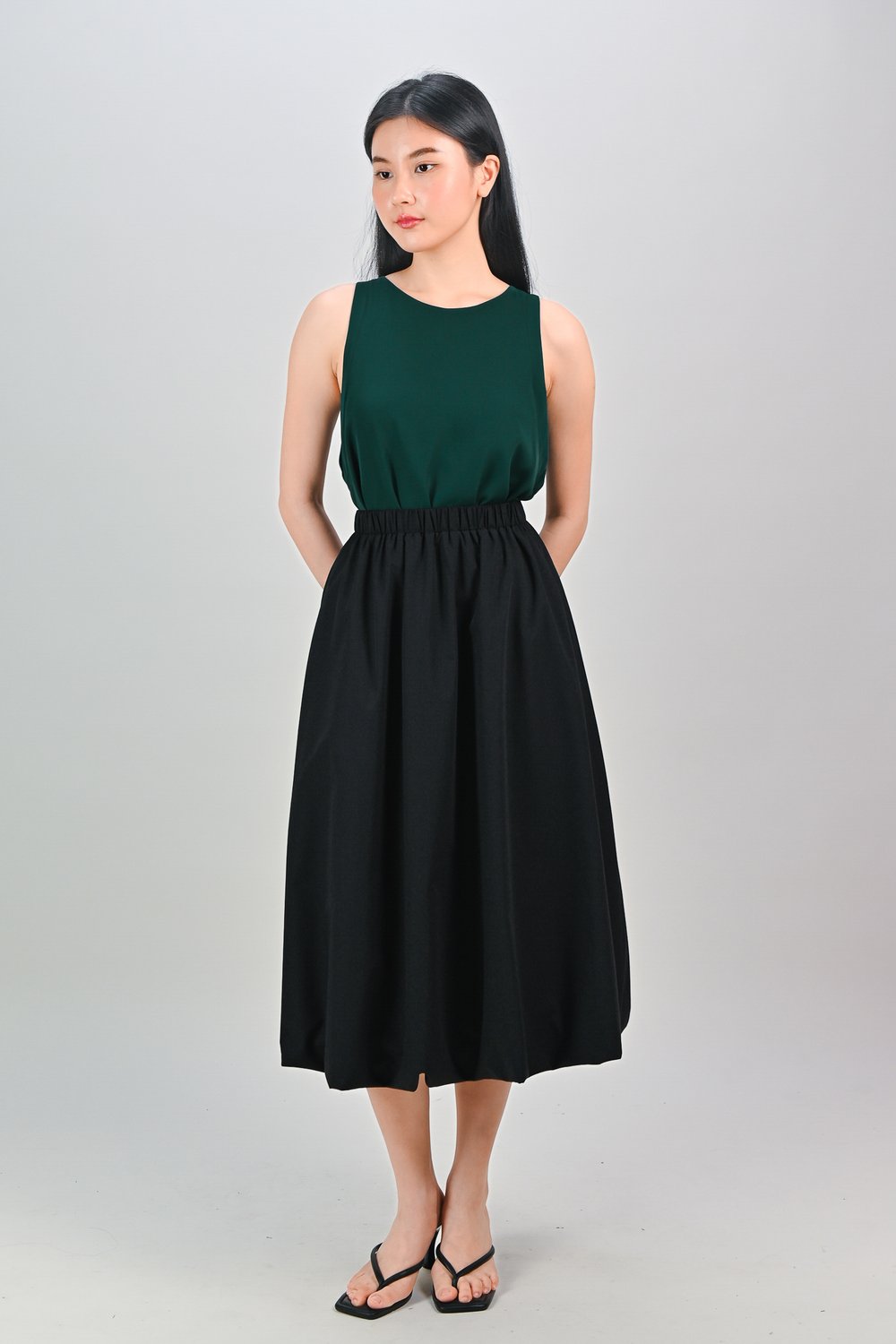 BUBLE BUBBLE MIDI SKIRT IN BLACK BUBLE BUBBLE MIDI SKIRT IN BLACK