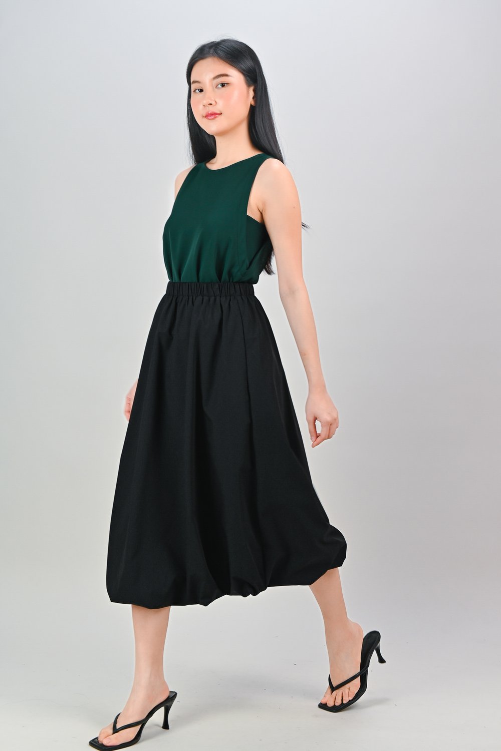 BUBLE BUBBLE MIDI SKIRT IN BLACK BUBLE BUBBLE MIDI SKIRT IN BLACK