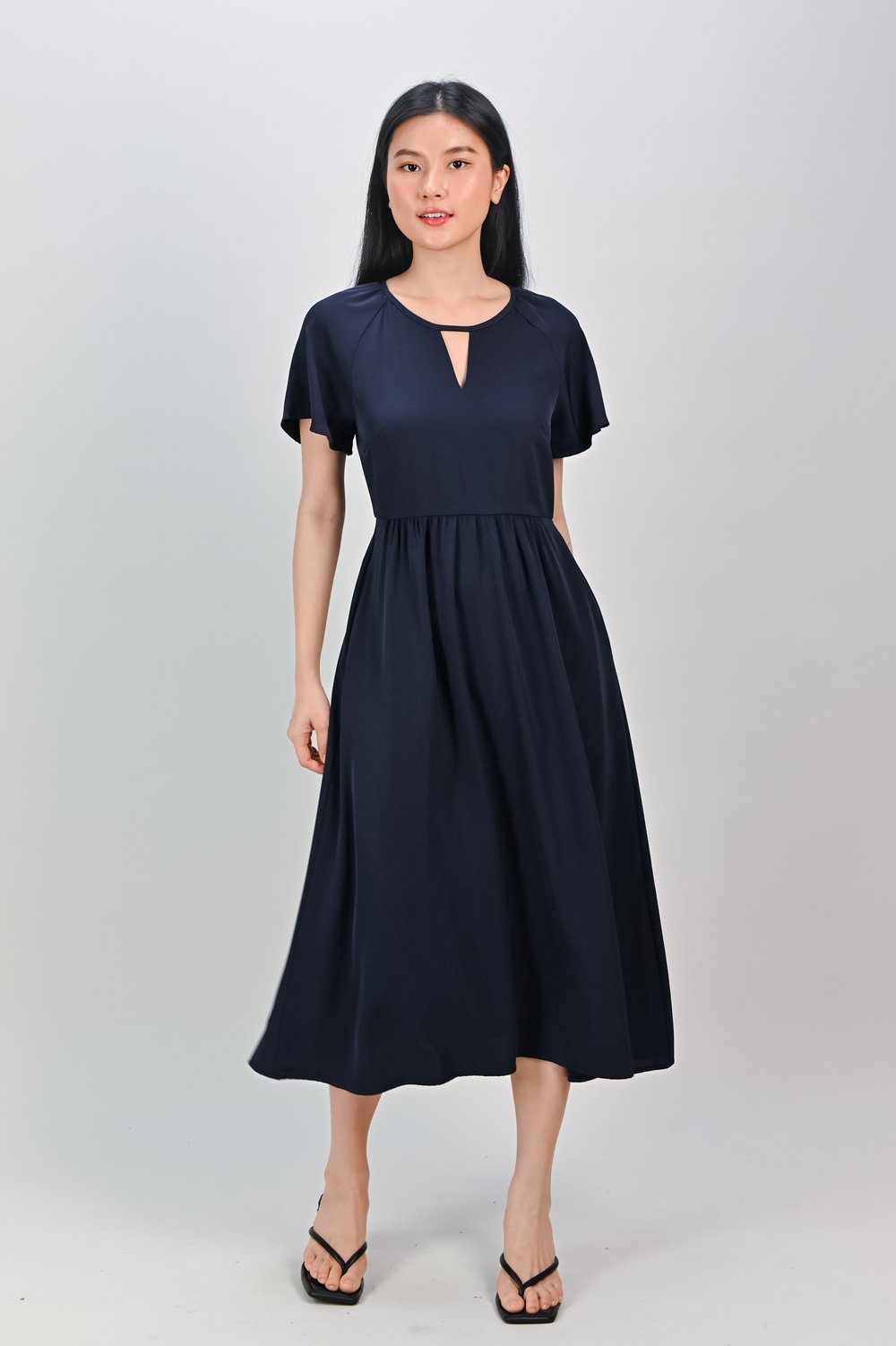 ARAMINTA NAVY KEYHOLE DRESS