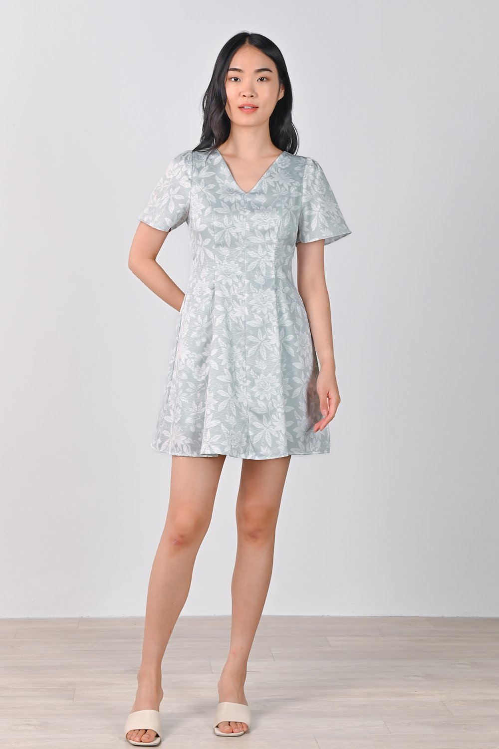 CAMY GREEN PANELLED DRESS-ROMPER CAMY GREEN PANELLED DRESS-ROMPER