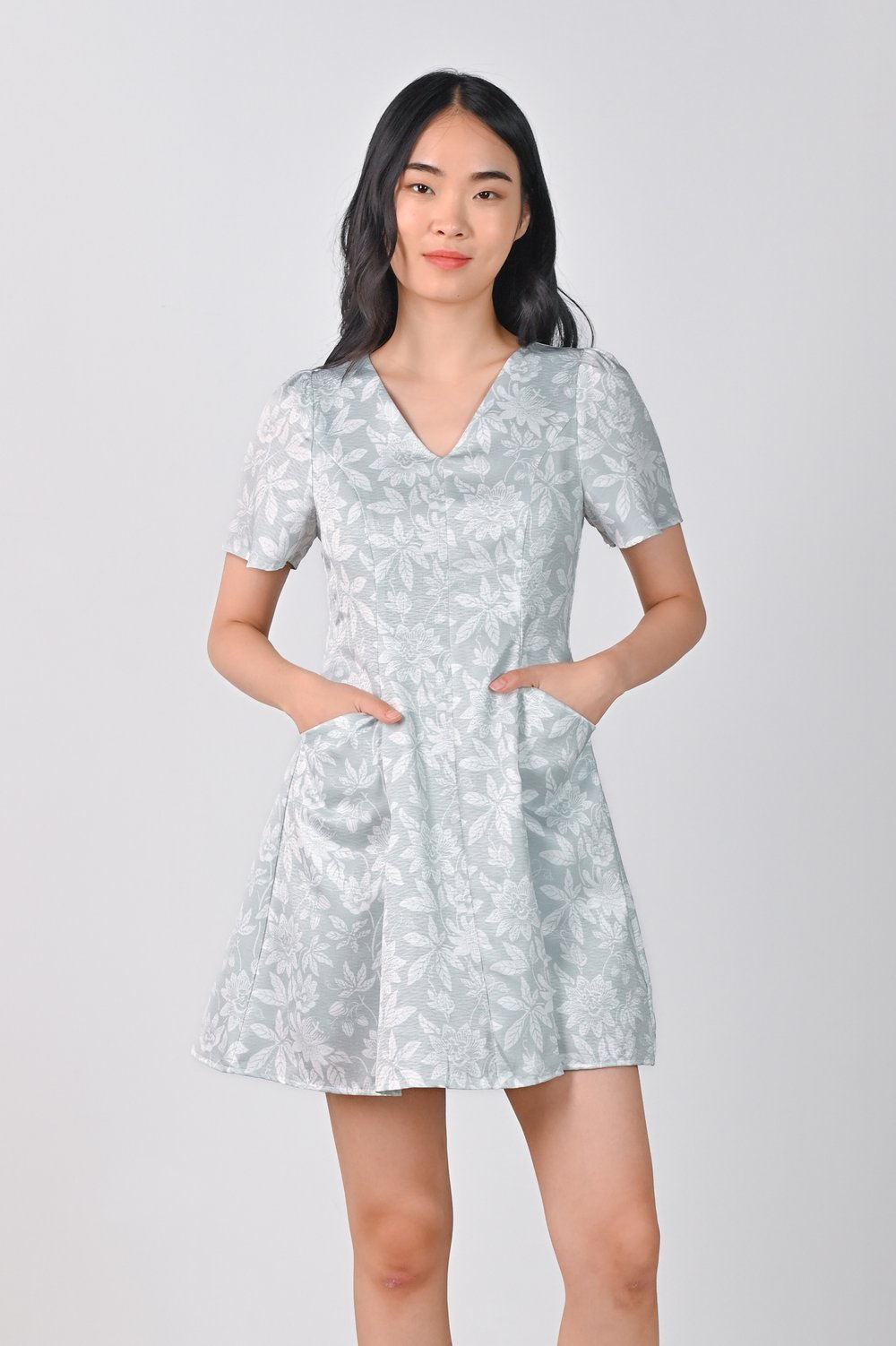 CAMY GREEN PANELLED DRESS-ROMPER CAMY GREEN PANELLED DRESS-ROMPER