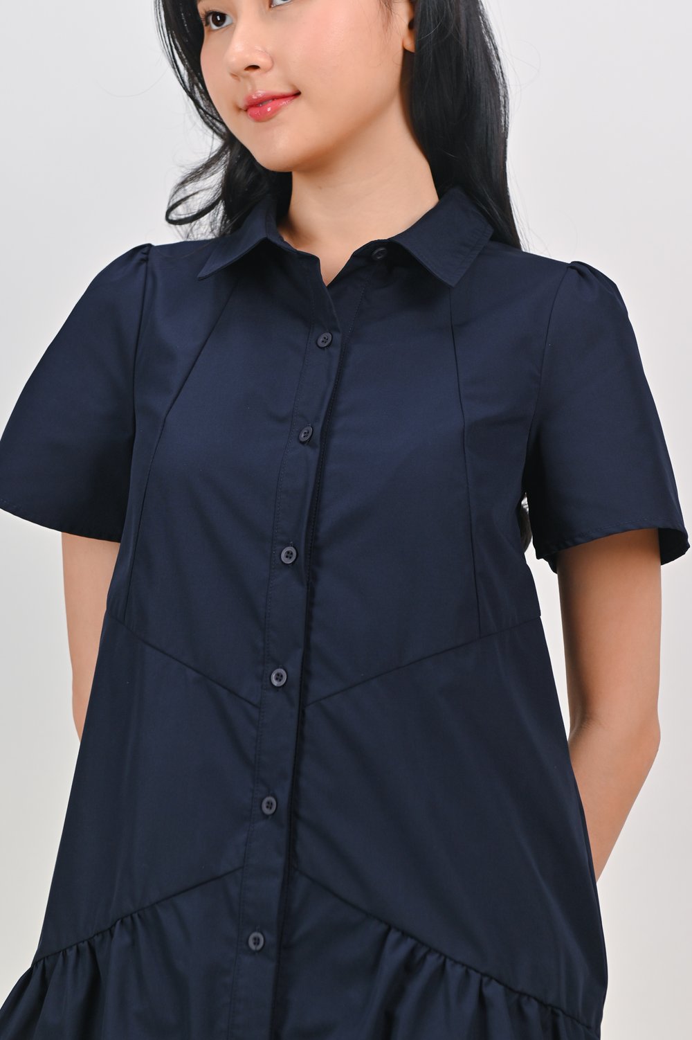GADOT FLOUNCE SHIRTDRESS IN NAVY