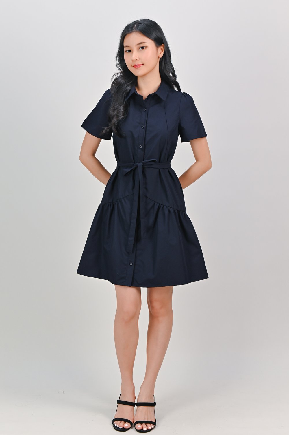GADOT FLOUNCE SHIRTDRESS IN NAVY