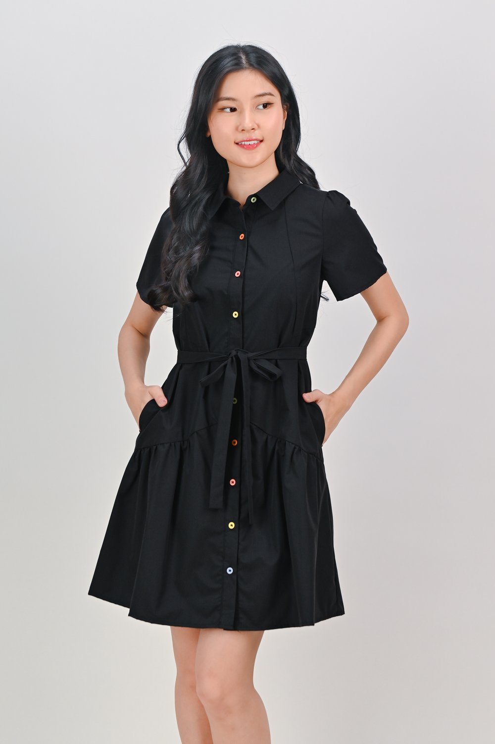 GADOT FLOUNCE SHIRTDRESS IN BLACK