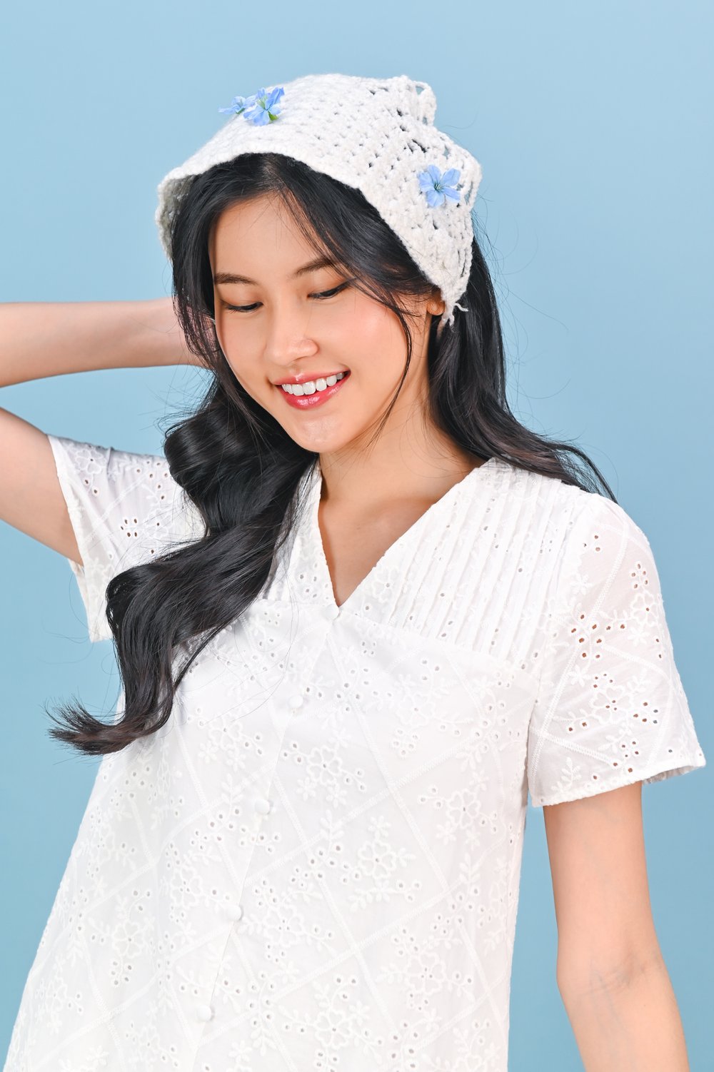 MINKA EYELET SLEEVED DRESS IN WHITE MINKA EYELET SLEEVED DRESS IN WHITE