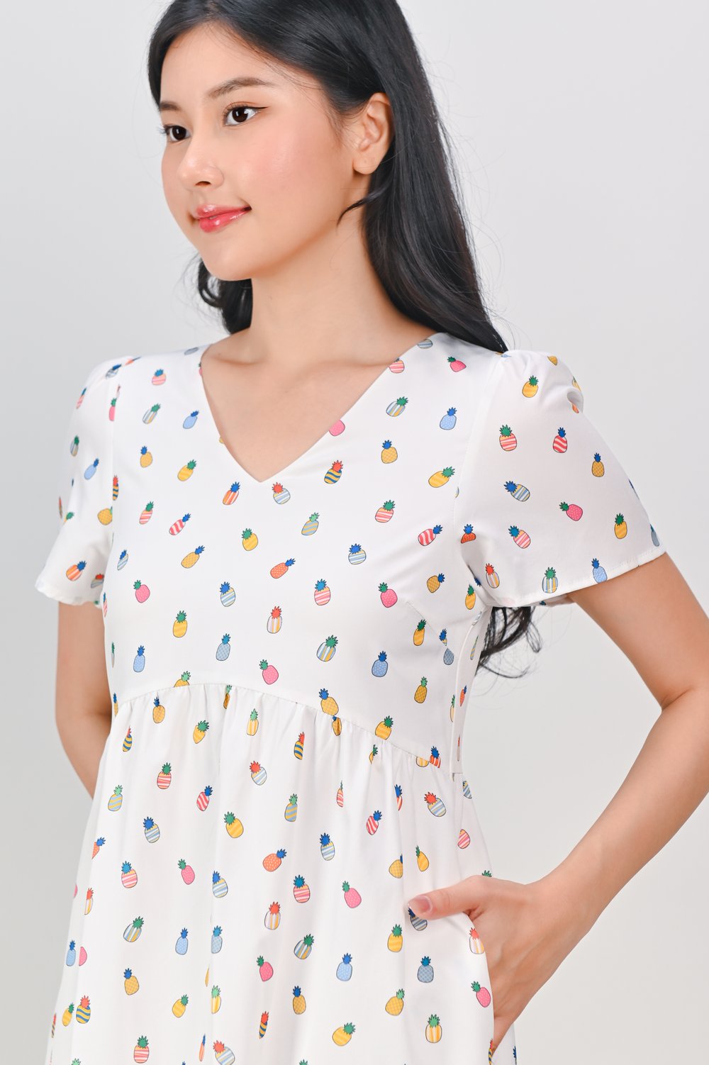 HUAT PINEAPPLES CURVED-WAIST FLOUNCE DRESS