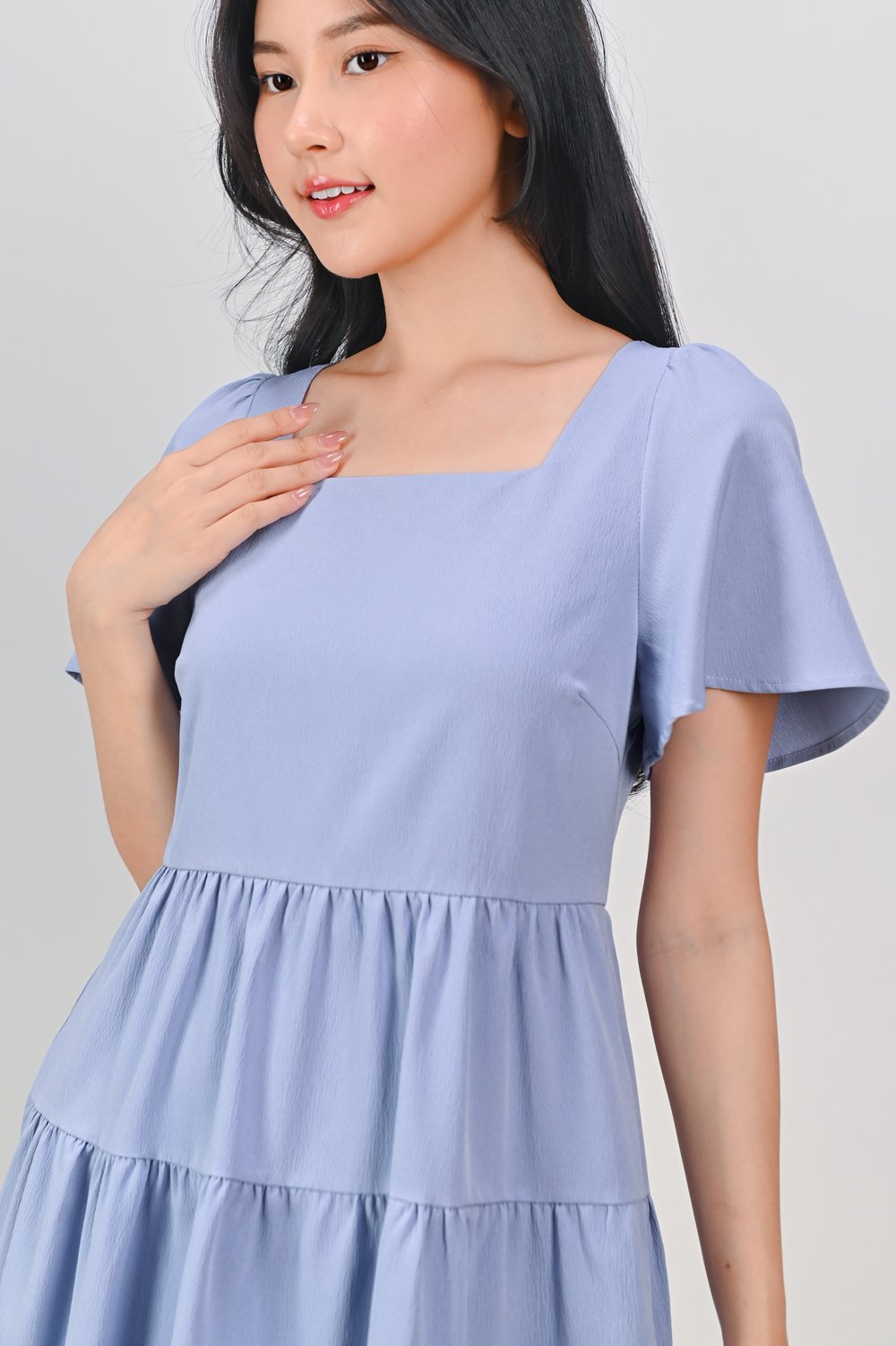 BIEL SQUARE-NECK BABYDOLL DRESS IN PERI