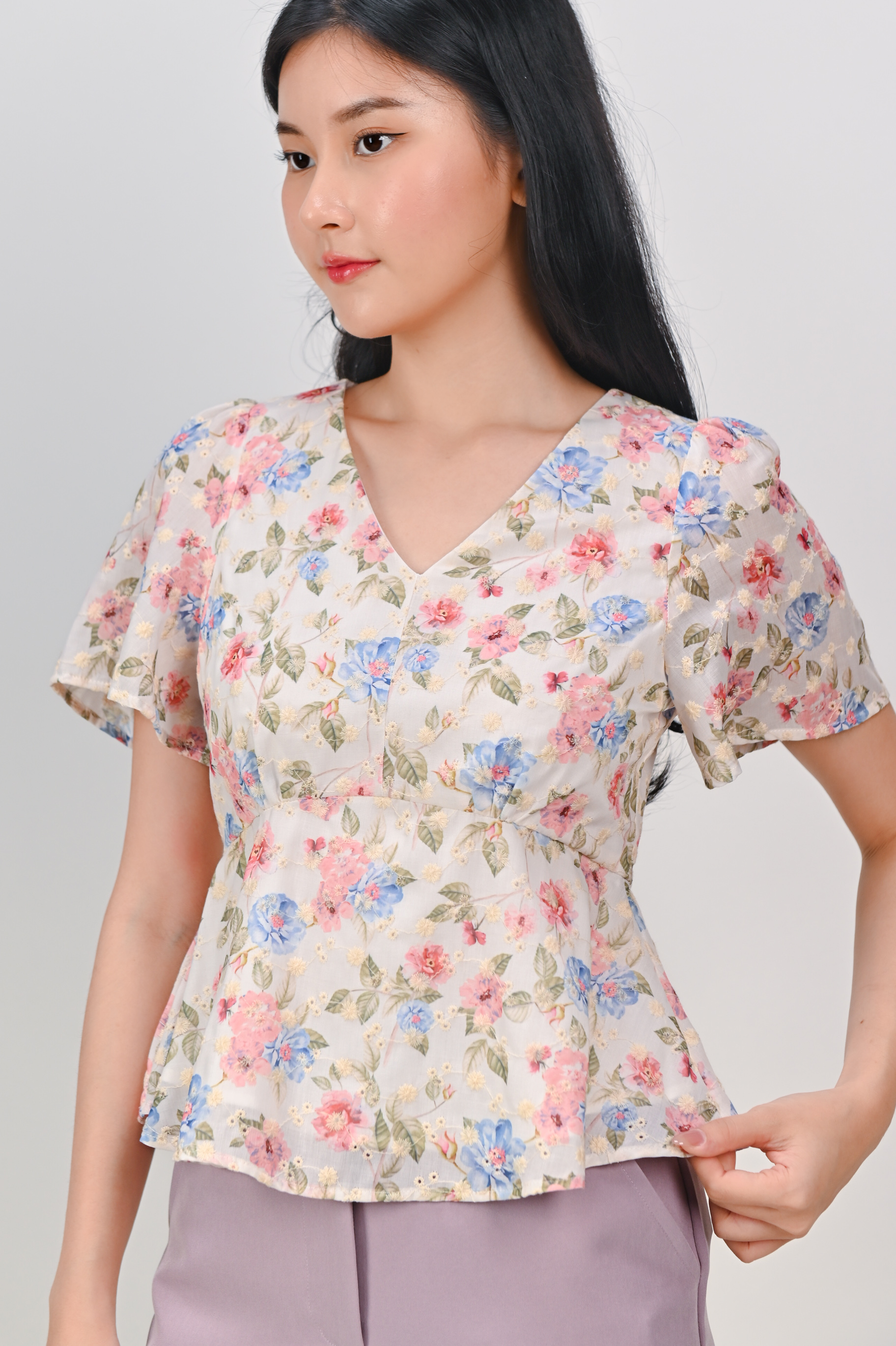 日本初の SPRING STITCH Envy Would All | TOP PEPLUM SLEEVED トップス
