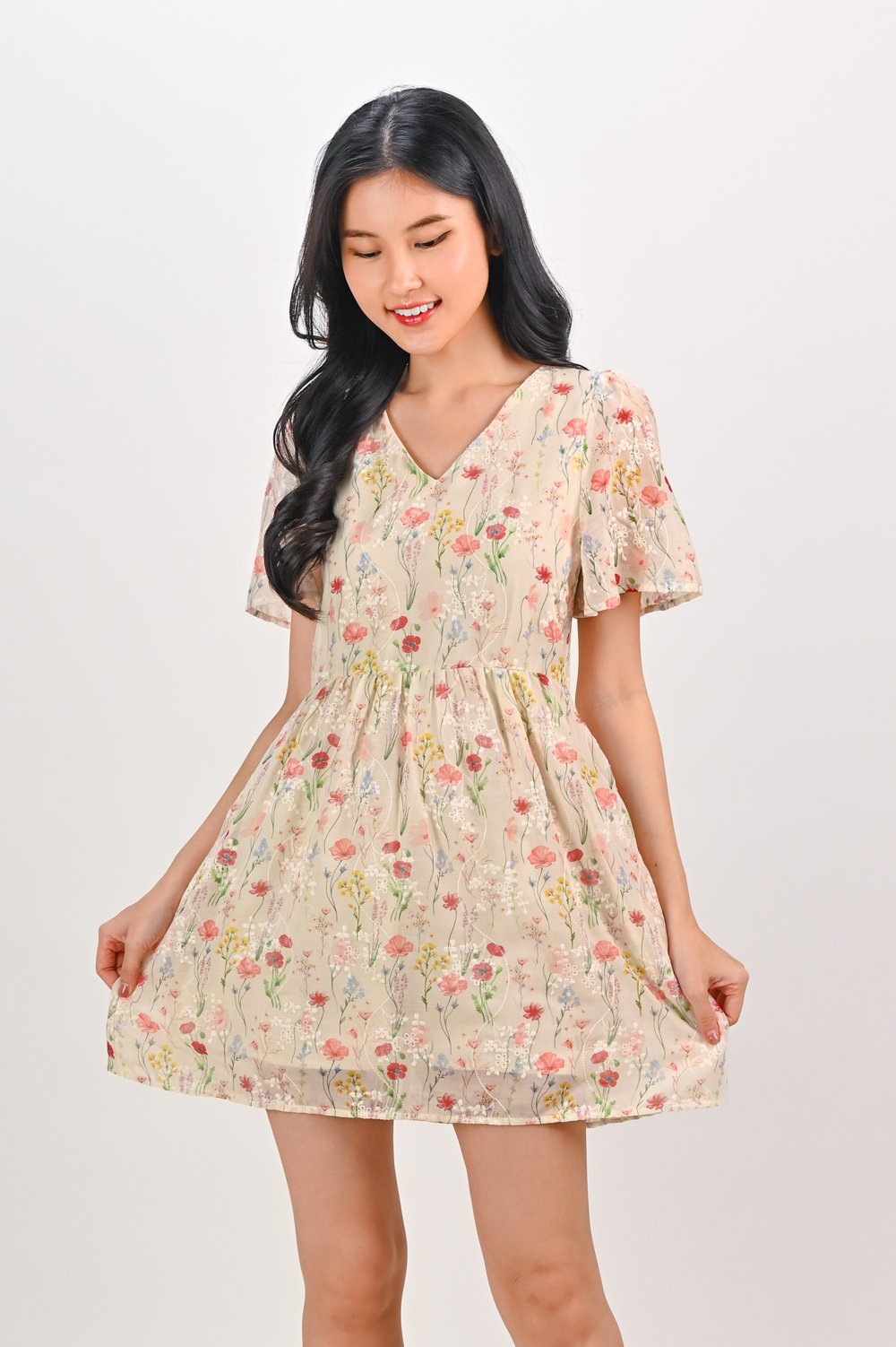 CALISTE FLORAL V-NECK DRESS-ROMPER CALISTE FLORAL V-NECK DRESS-ROMPER
