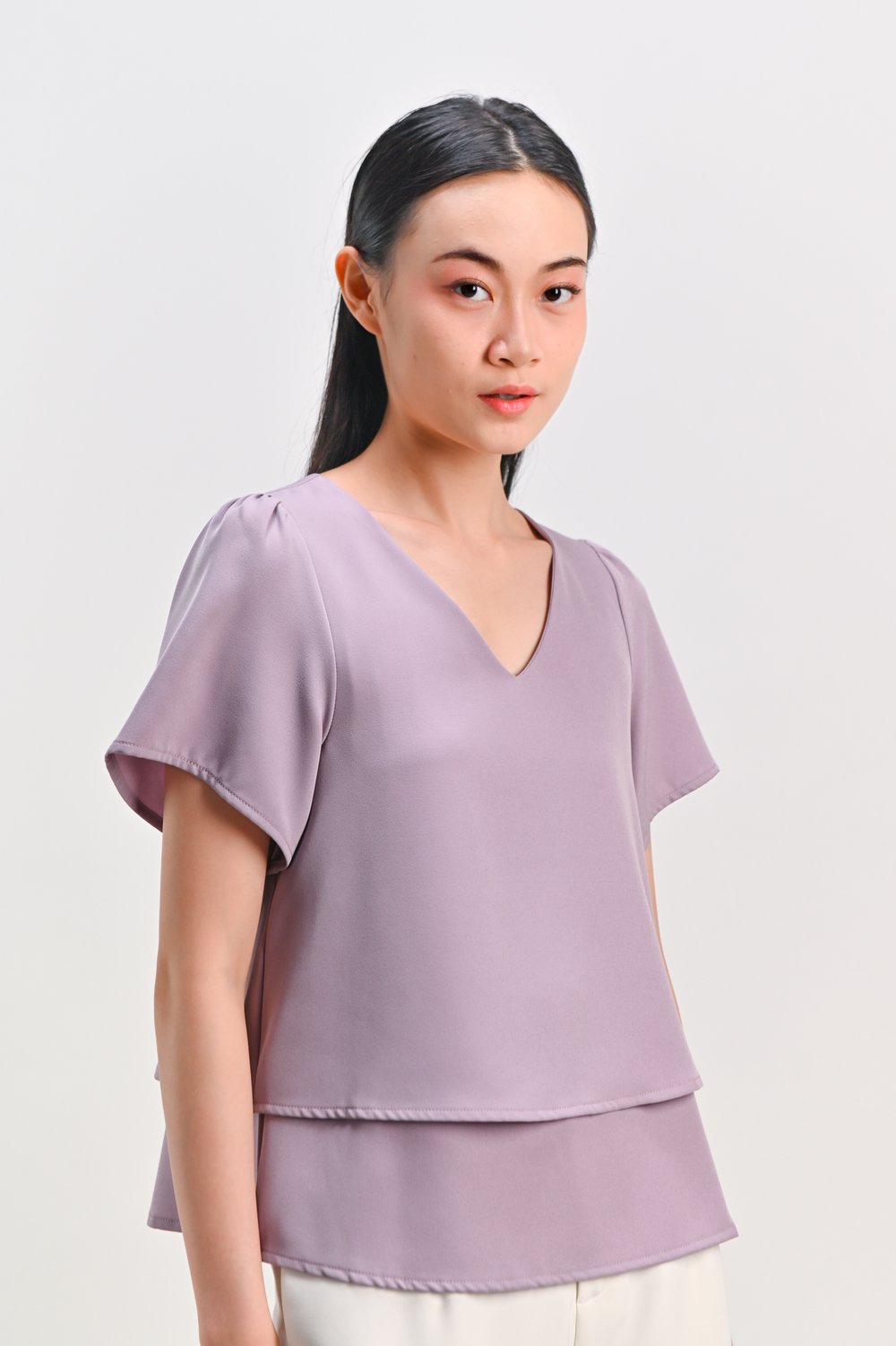 PEIPEI SLEEVED LAYERED TOP IN LILAC PEIPEI SLEEVED LAYERED TOP IN LILAC