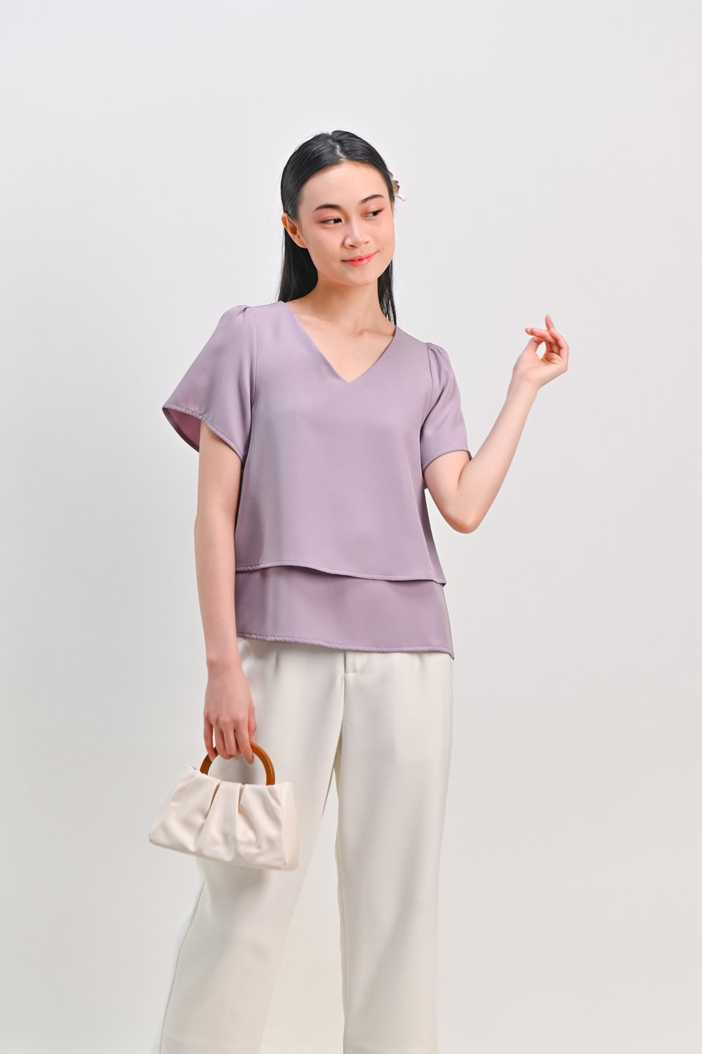 PEIPEI SLEEVED LAYERED TOP IN LILAC PEIPEI SLEEVED LAYERED TOP IN LILAC