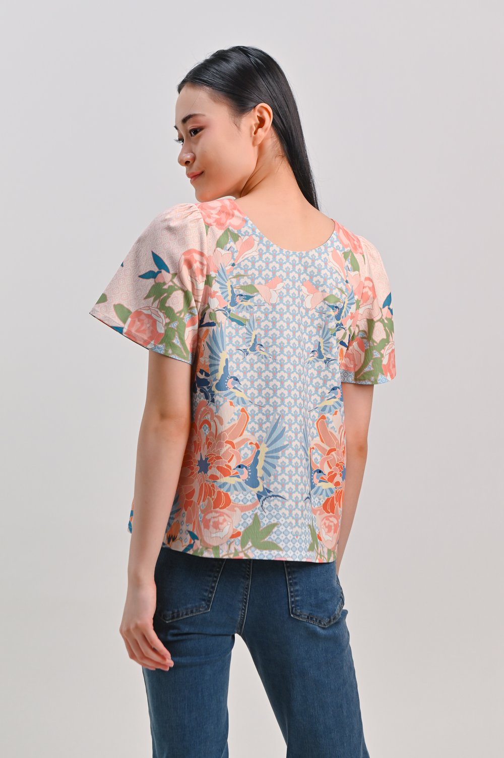 BATIK BIRDS SLEEVED TOP