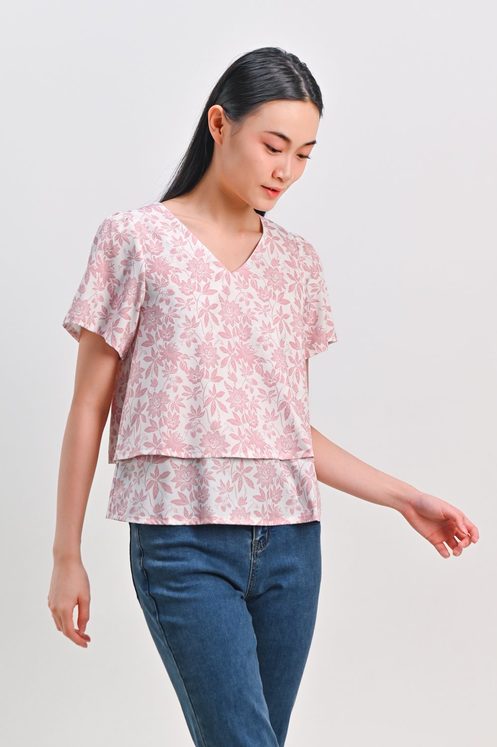 CAMY PINK SLEEVED LAYERED TOP CAMY PINK SLEEVED LAYERED TOP
