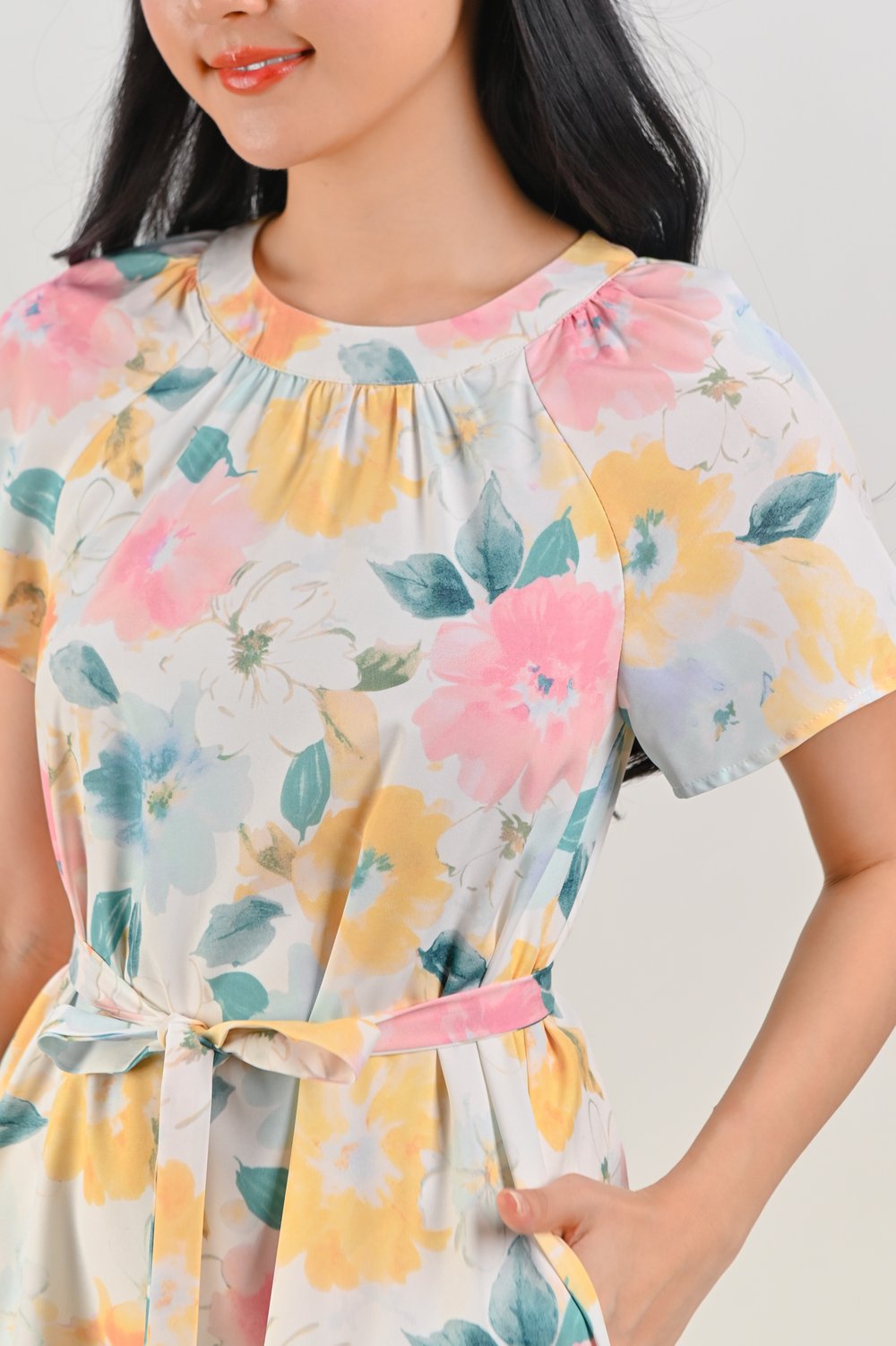 VESPER ROUND-NECK FLOUNCE DRESS IN FLORAL VESPER ROUND-NECK FLOUNCE DRESS IN FLORAL