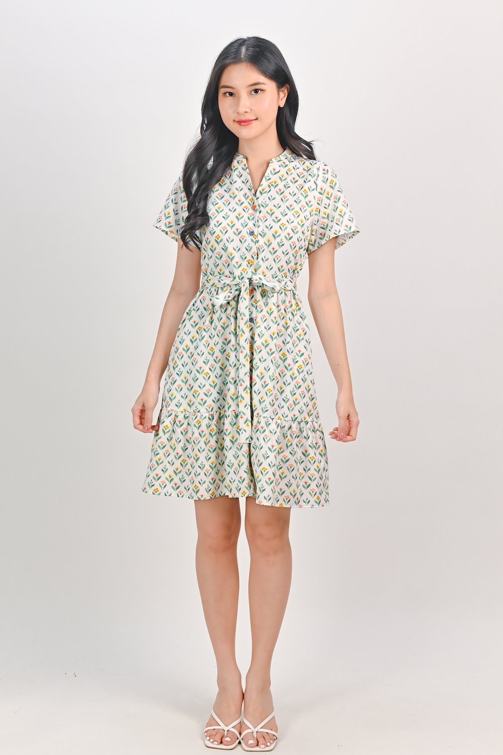 SUMMER FLOWER BED FLOUNCE SHIRT-DRESS