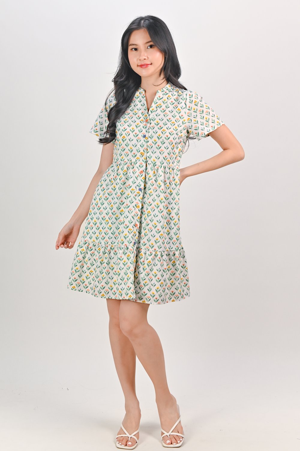 SUMMER FLOWER BED FLOUNCE SHIRT-DRESS