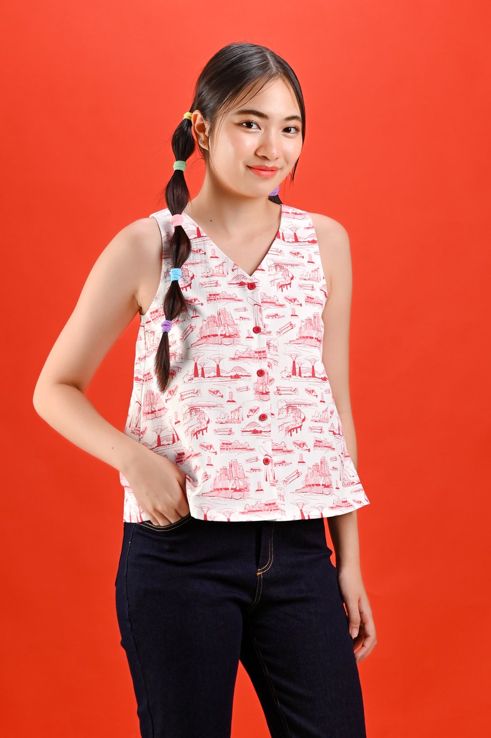 ISLAND CITY SLEEVELESS BUTTON TOP ISLAND CITY SLEEVELESS BUTTON TOP