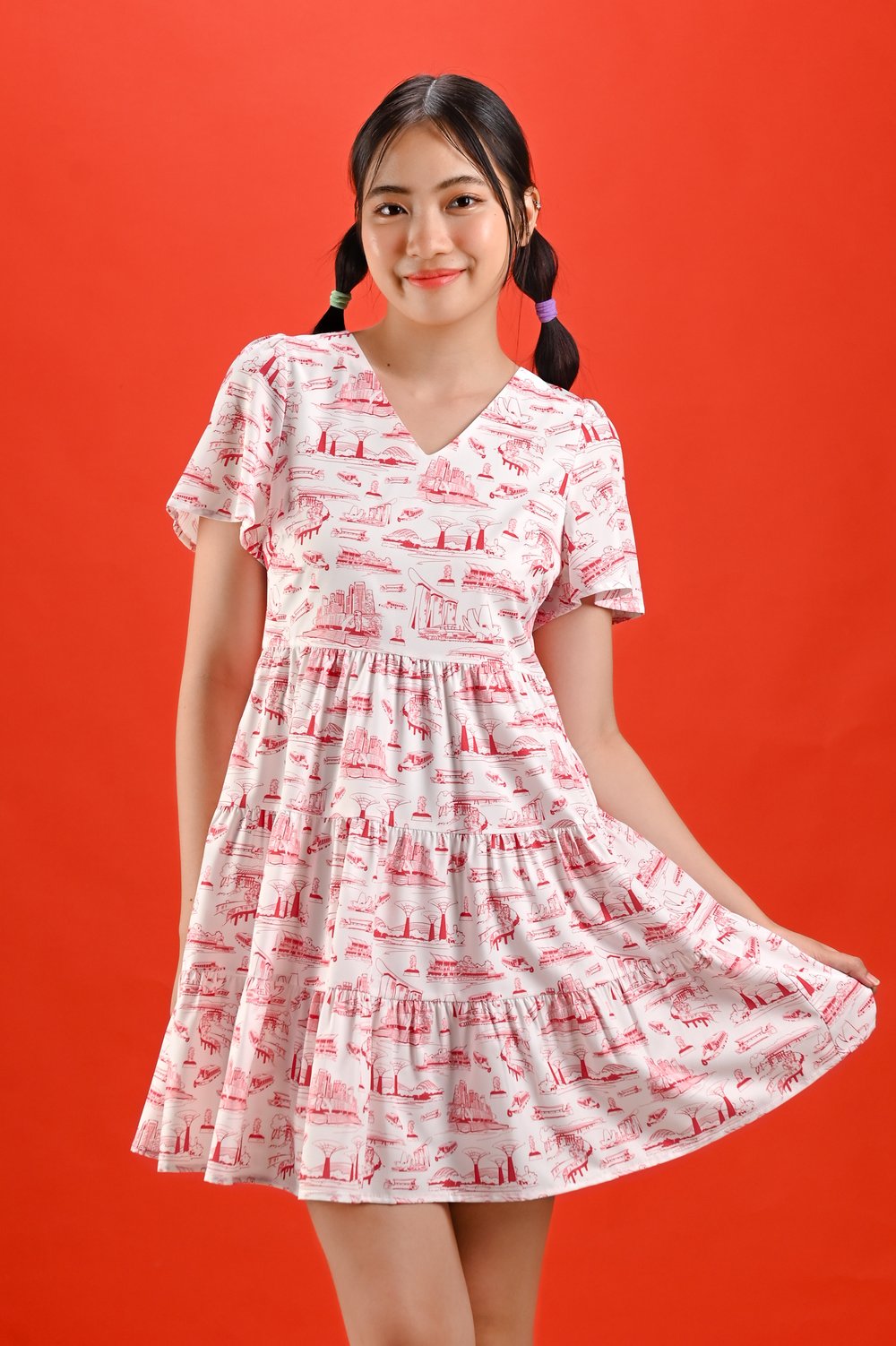 ISLAND CITY SLEEVED BABYDOLL DRESS