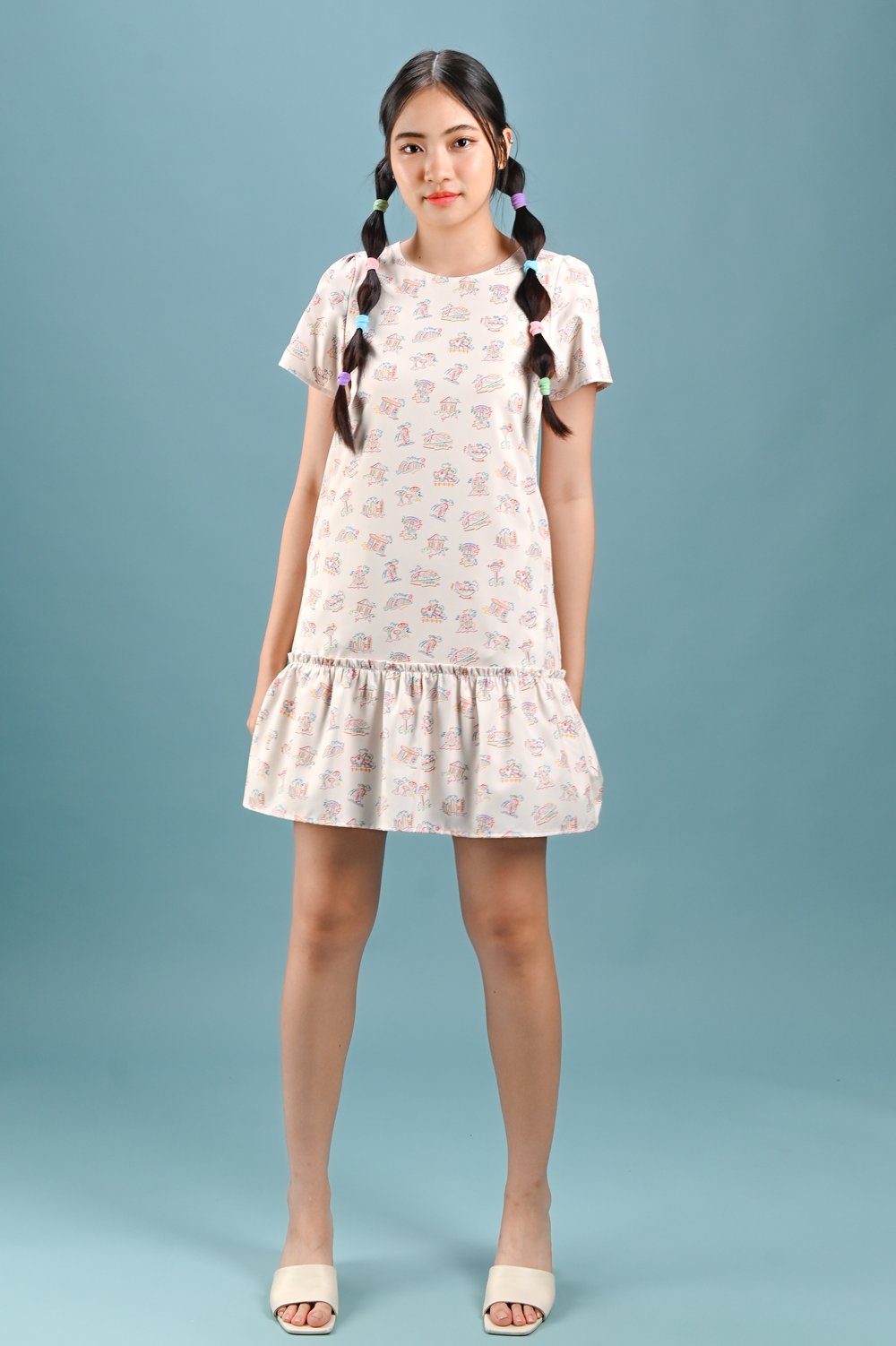 CITY OF DREAMS CREAM SLEEVED DROPWAIST DRESS CITY OF DREAMS CREAM SLEEVED DROPWAIST DRESS