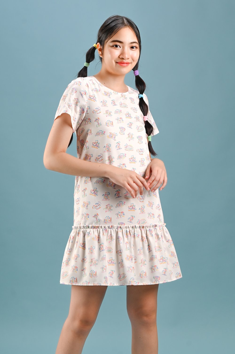 CITY OF DREAMS CREAM SLEEVED DROPWAIST DRESS CITY OF DREAMS CREAM SLEEVED DROPWAIST DRESS