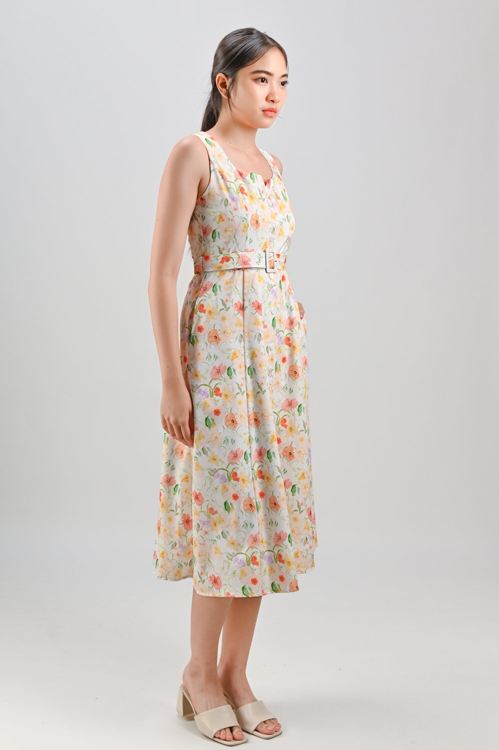 ELLIA COUNTRY BLOOMS BUTTON BELTED DRESS ELLIA COUNTRY BLOOMS BUTTON BELTED DRESS
