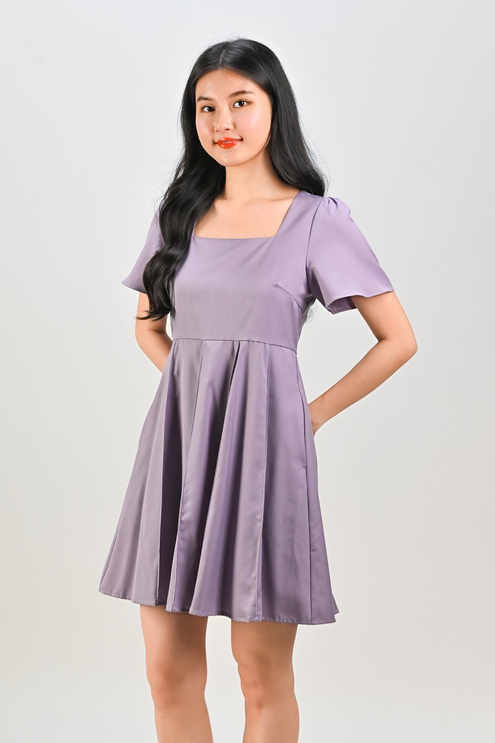 CORABELLE PANELLED DRESS-ROMPER IN LILAC