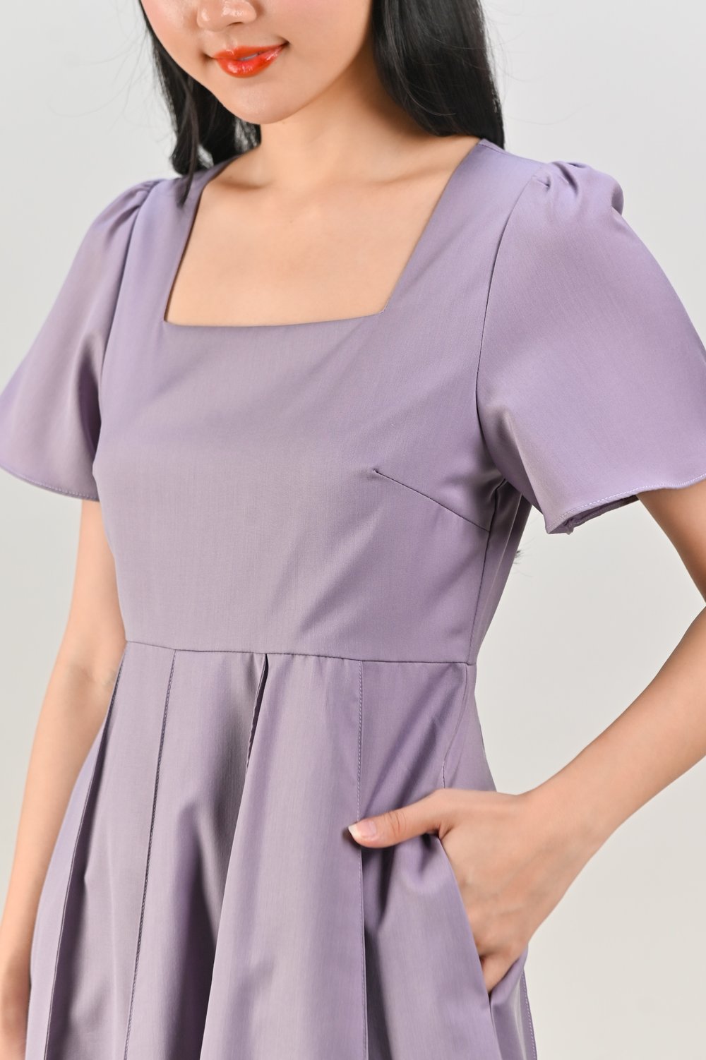 CORABELLE PANELLED DRESS-ROMPER IN LILAC