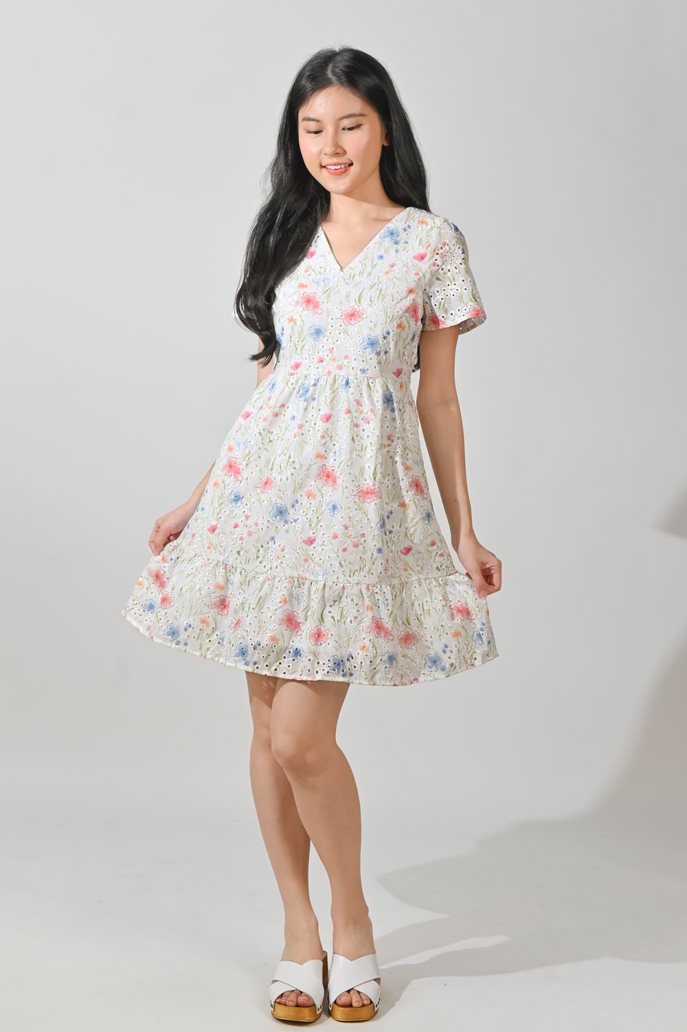 PELMA FLORAL EYELET FLOUNCE DRESS PELMA FLORAL EYELET FLOUNCE DRESS