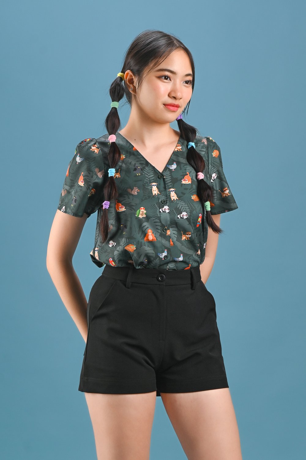 SG ZOOPERSTARS SLEEVED BUTTON TOP