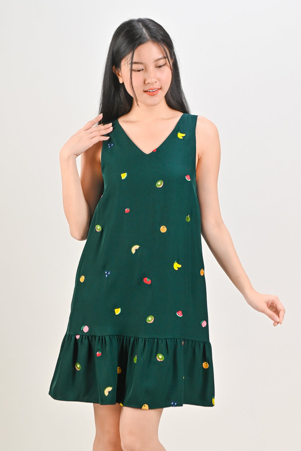 SUMMER HARVEST EMB. SLEEVELESS DRESS IN FOREST SUMMER HARVEST EMB. SLEEVELESS DRESS IN FOREST
