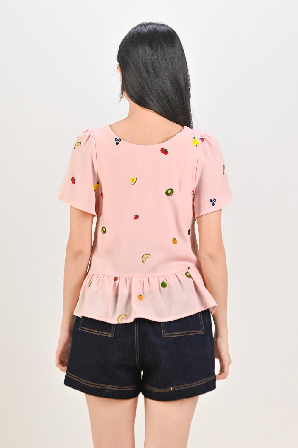 SUMMER HARVEST EMB. SLEEVED FLOUNCE TOP IN PINK