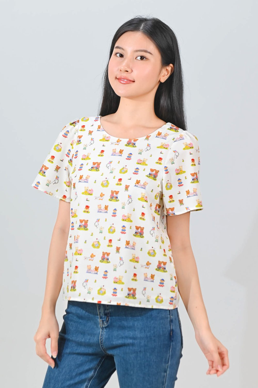 TEDDY PARK SLEEVED BUTTON TOP