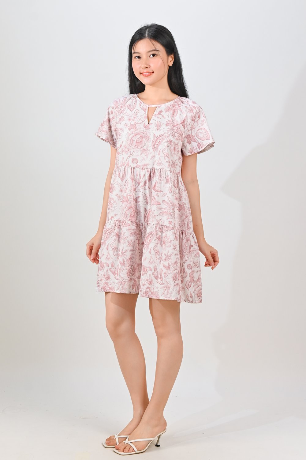 NOVALE CUT-OUT BABYDOLL DRESS IN PINK PORCELAIN NOVALE CUT-OUT BABYDOLL DRESS IN PINK PORCELAIN