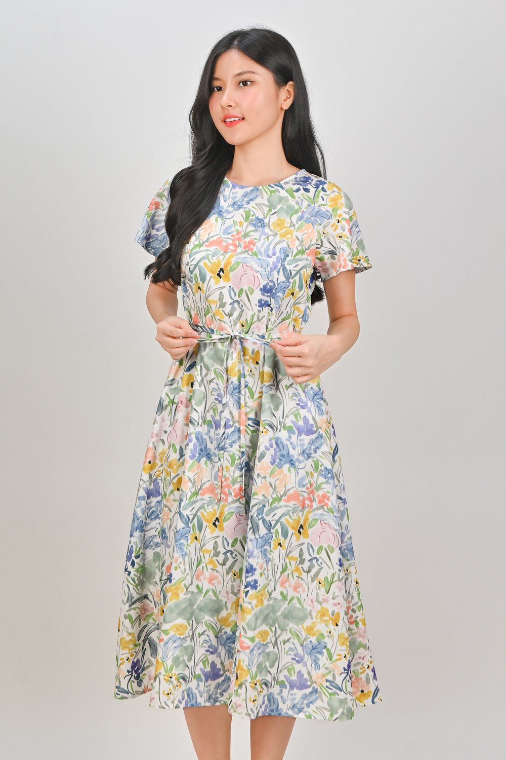 ANOUK WATERCOLOUR FLORAL SLEEVED MIDI DRESS ANOUK WATERCOLOUR FLORAL SLEEVED MIDI DRESS