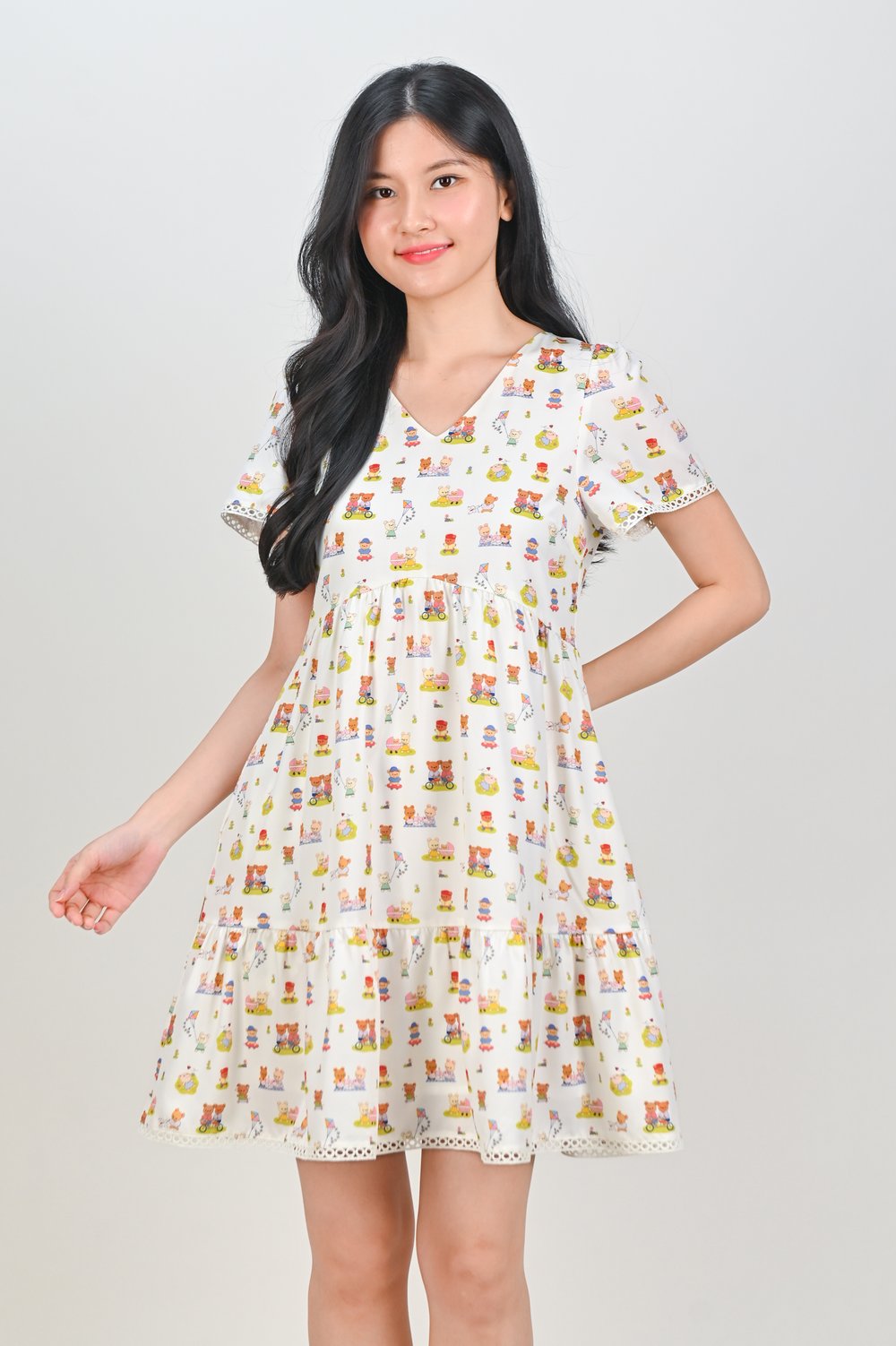 TEDDY PARK LACE-TRIM BABYDOLL DRESS TEDDY PARK LACE-TRIM BABYDOLL DRESS