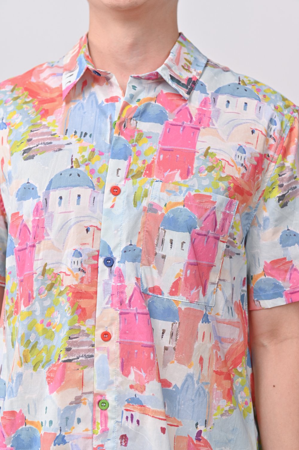 WATERCOLOUR CITY MEN’S SHIRT IN PINK