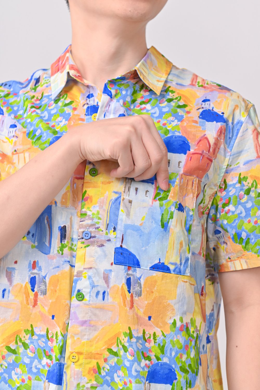 WATERCOLOUR CITY MEN’S SHIRT IN BLUE