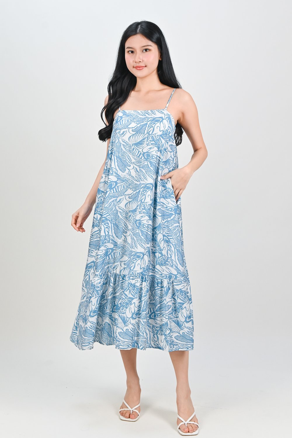 ELIDI RESORT SPAG TENT DRESS IN BLUE