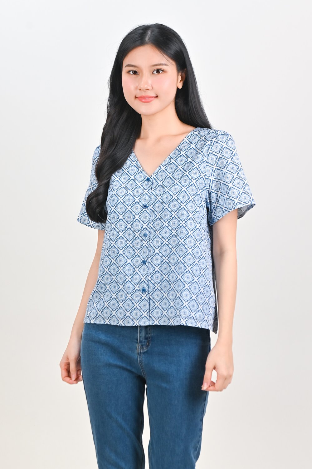 SANTORINI TILES SLEEVED BUTTON TOP SANTORINI TILES SLEEVED BUTTON TOP