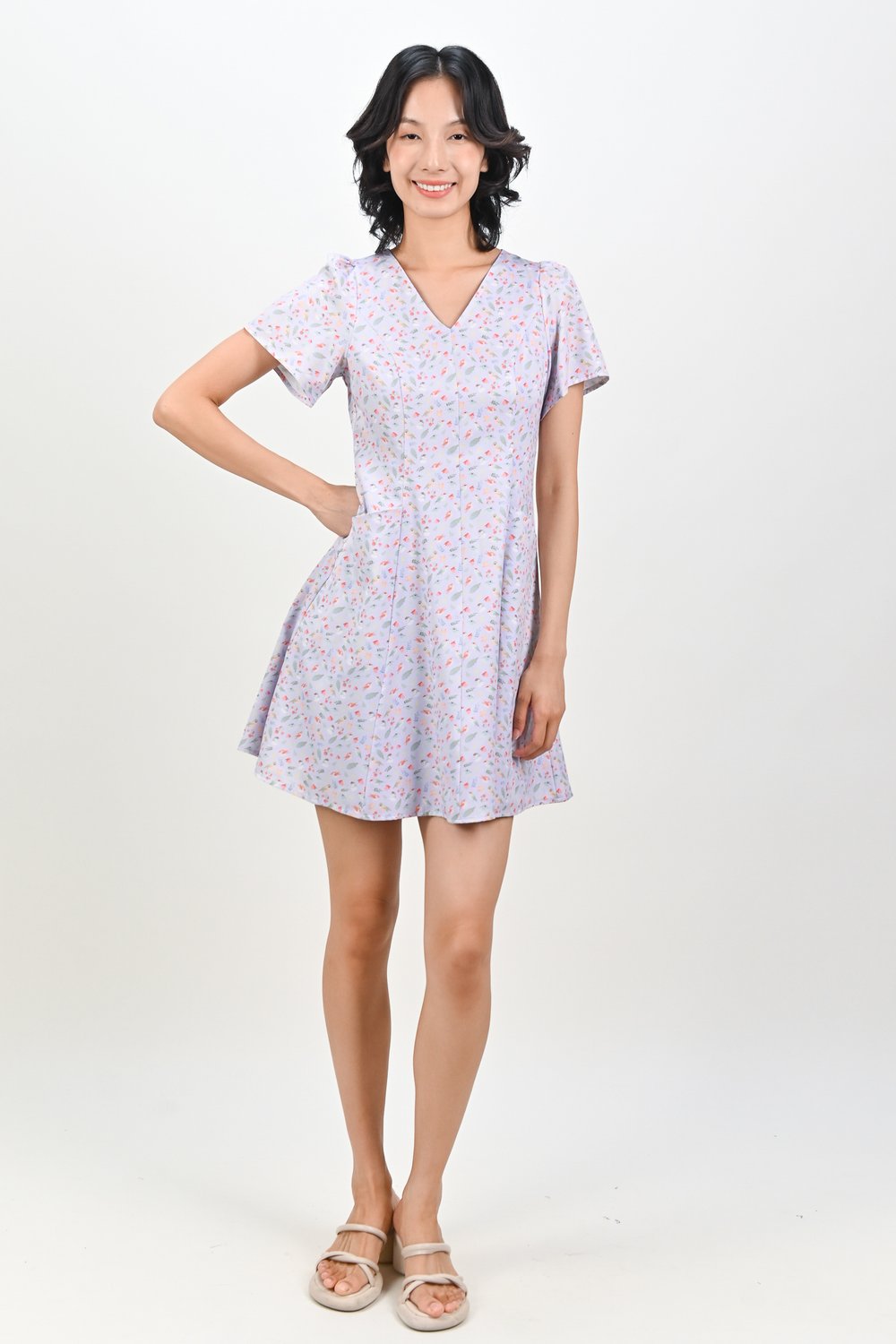 LILAC FRIENDS OF THE FOREST SLEEVED PANELLED DRESS