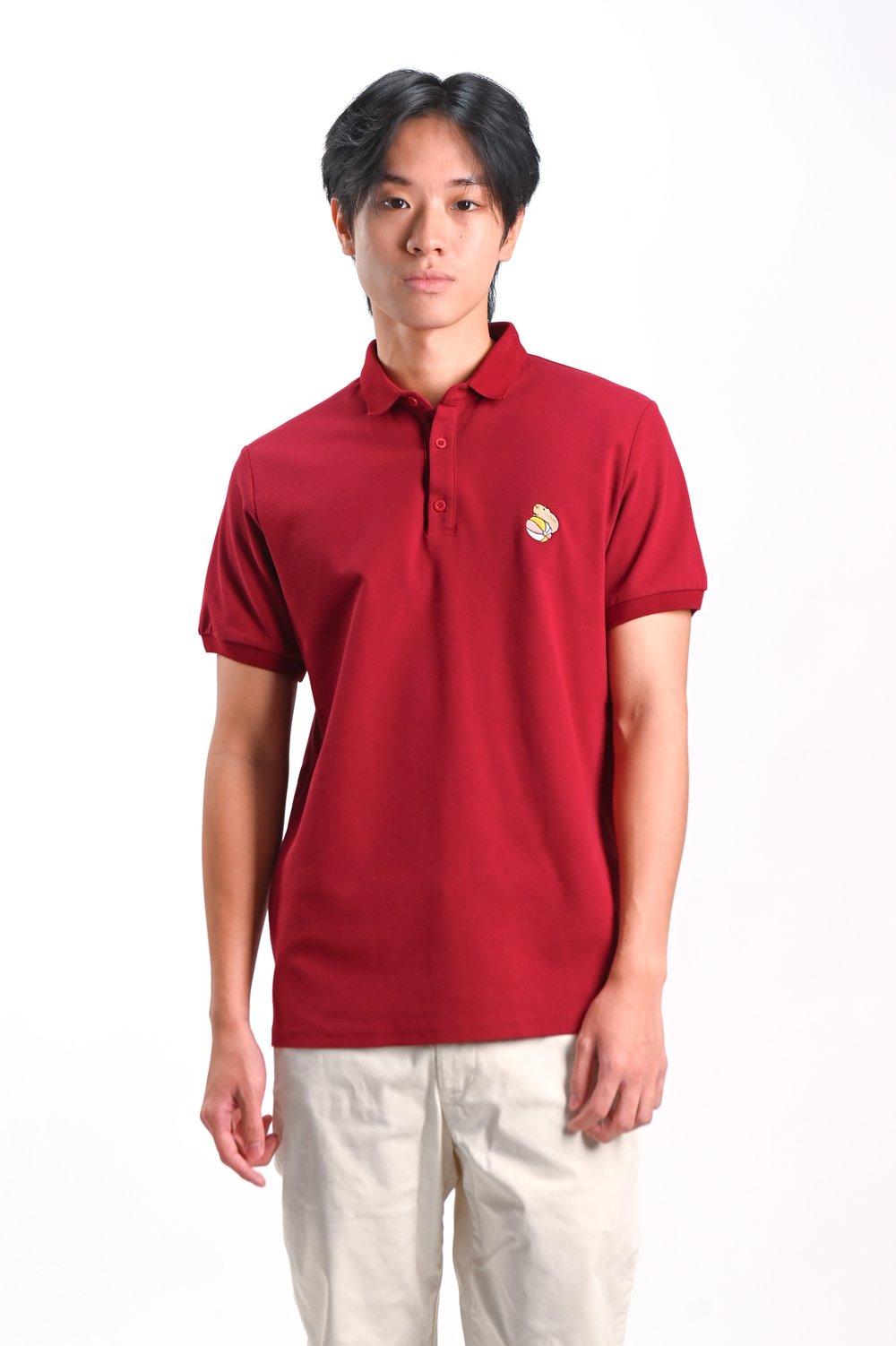 CUTE CAPYBARA EMB. RED POLO SHIRT