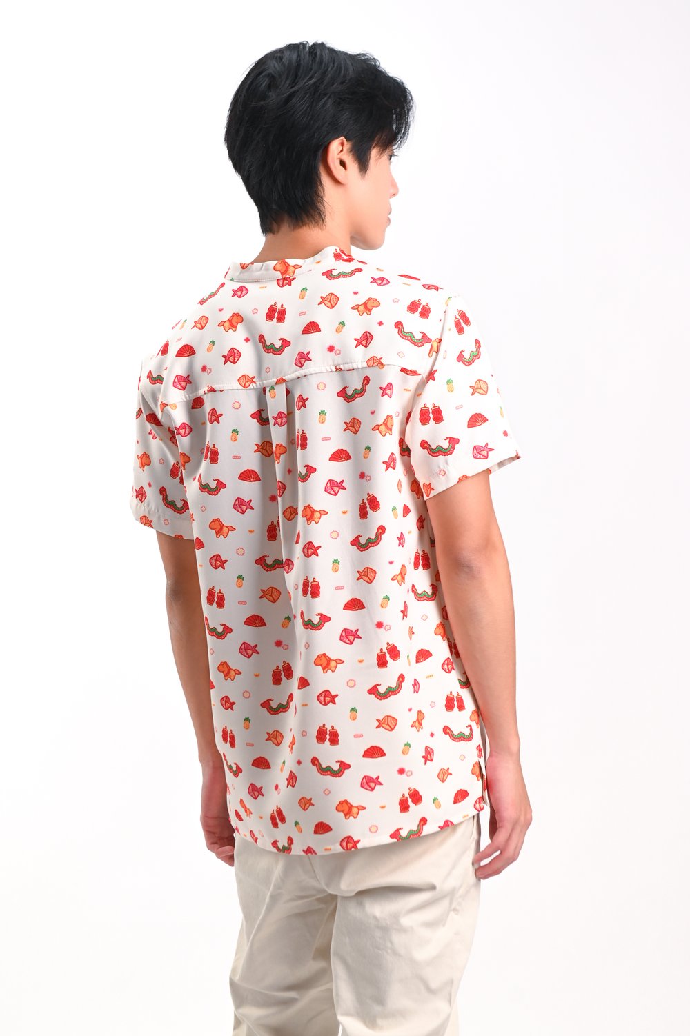 LUCKY CHARMS MANDARIN-COLLAR MEN’S SHIRT