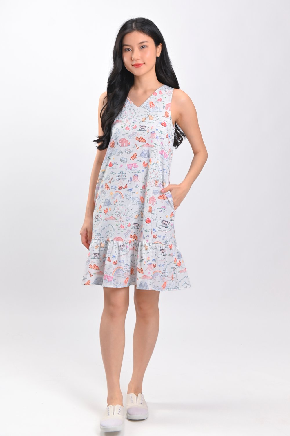 ZODIAC FARM SLEEVELESS DROPWAIST DRESS