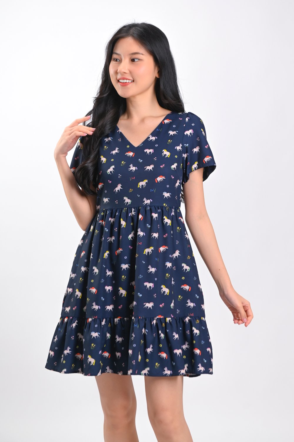 PETALS & PONIES SLEEVED FLOUNCE DRESS